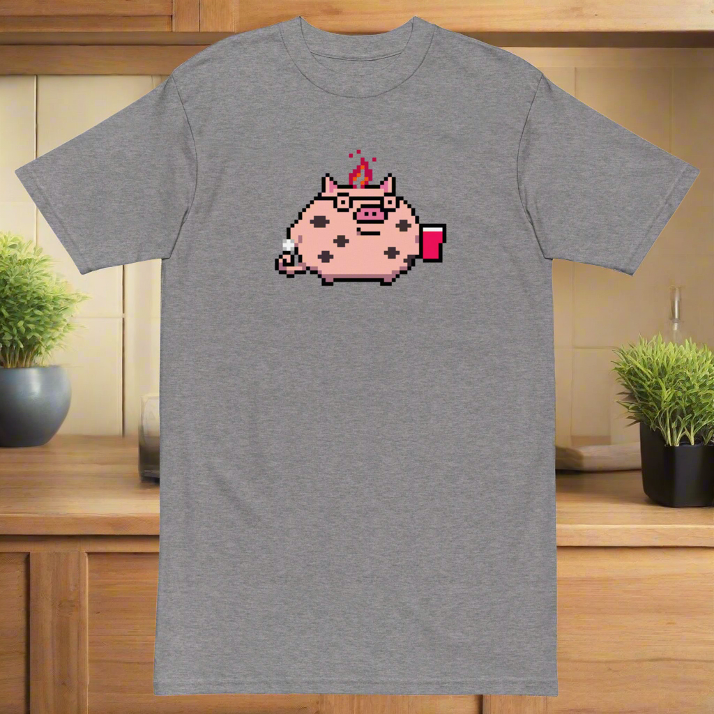 Lucid Flux beer pong pig premium heavyweight tee
